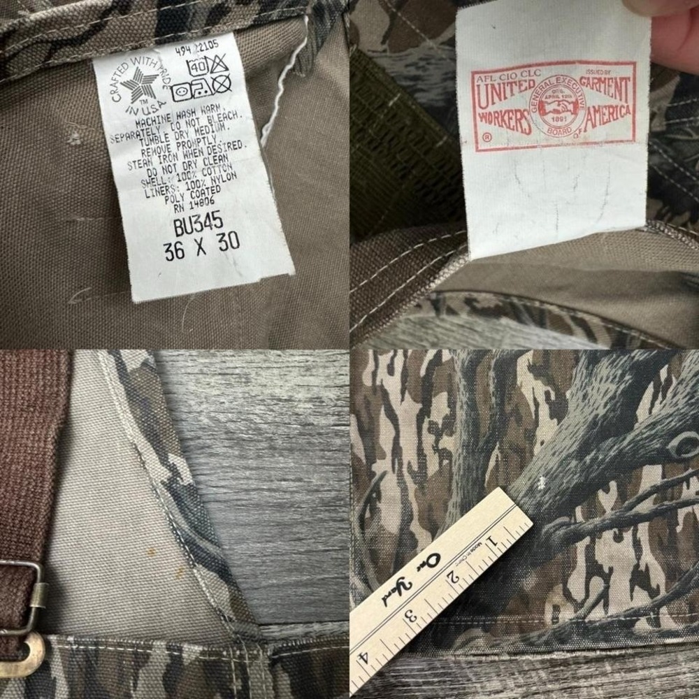 Vintage Carhartt Camo Overalls Duck Canvas Made USA Workwear Bibs 34x29 - Picture 8 of 8